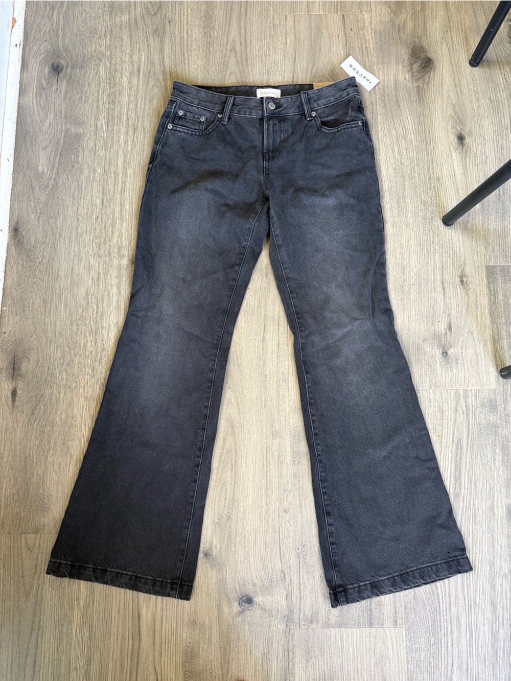 PacSun Women's Black Flared Wide-Leg Jeans Low rise Flare